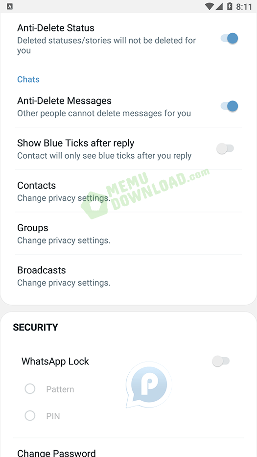 blue whatsapp plus features