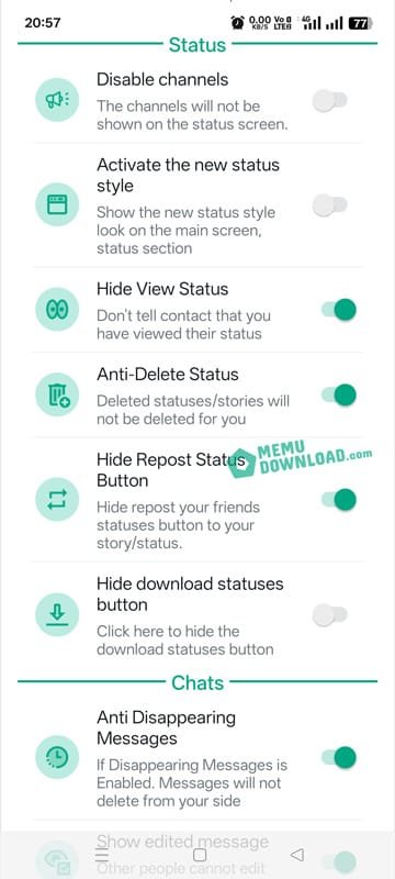 dhwhatsapp ultra mod settings