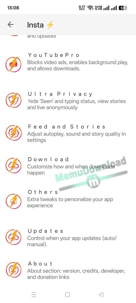 Insta Thunder Mod Settings