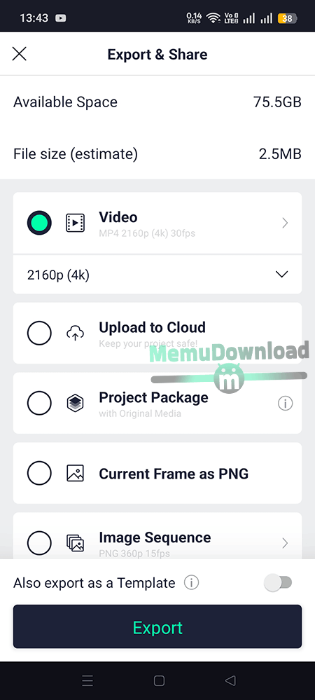 after motion z 4k export settings