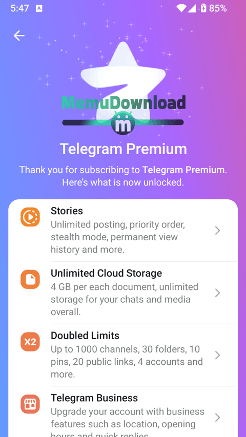 telegram premium screenshot