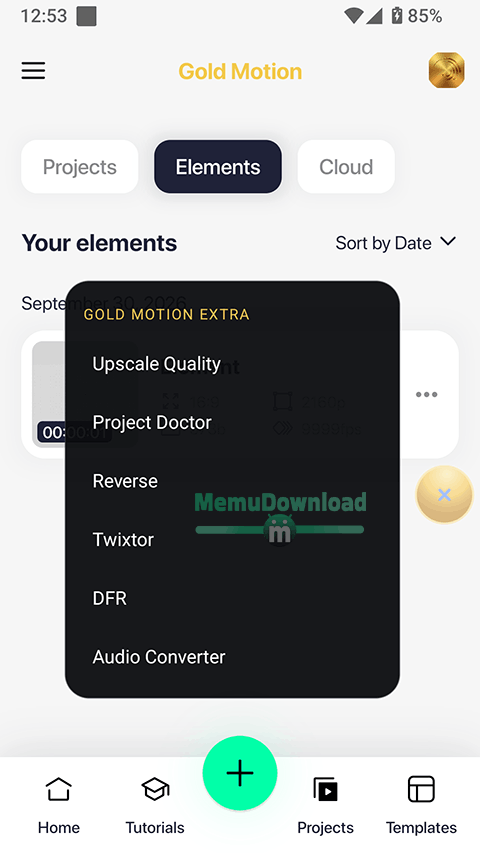 Gold Motion Settings Screenshot